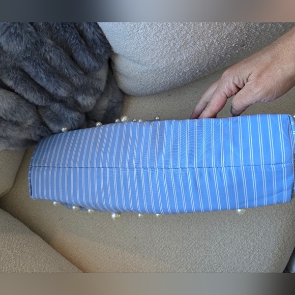 Anthropologie, Maeve,Oversized Frankie Clutch, Blue/White/Pearl - Picture 6 of 8